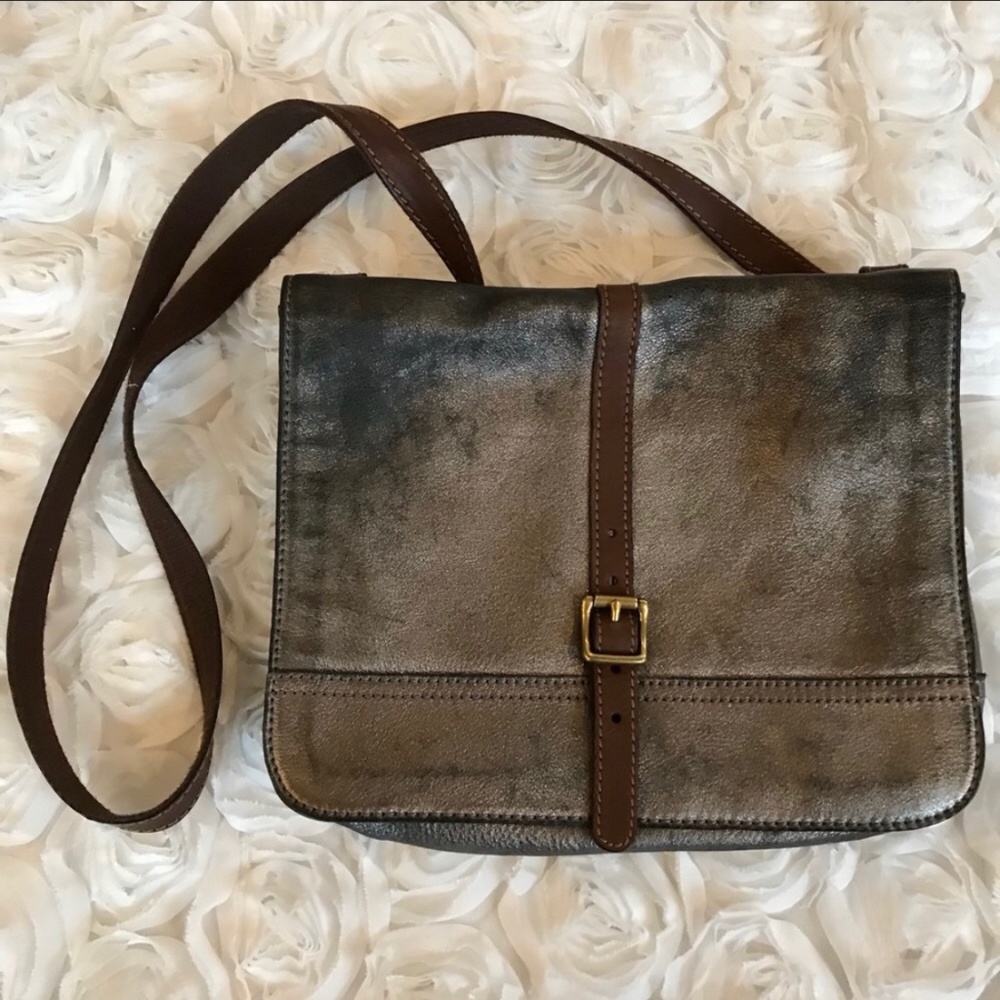 Fossil Crossbody Brown and Silver Purse